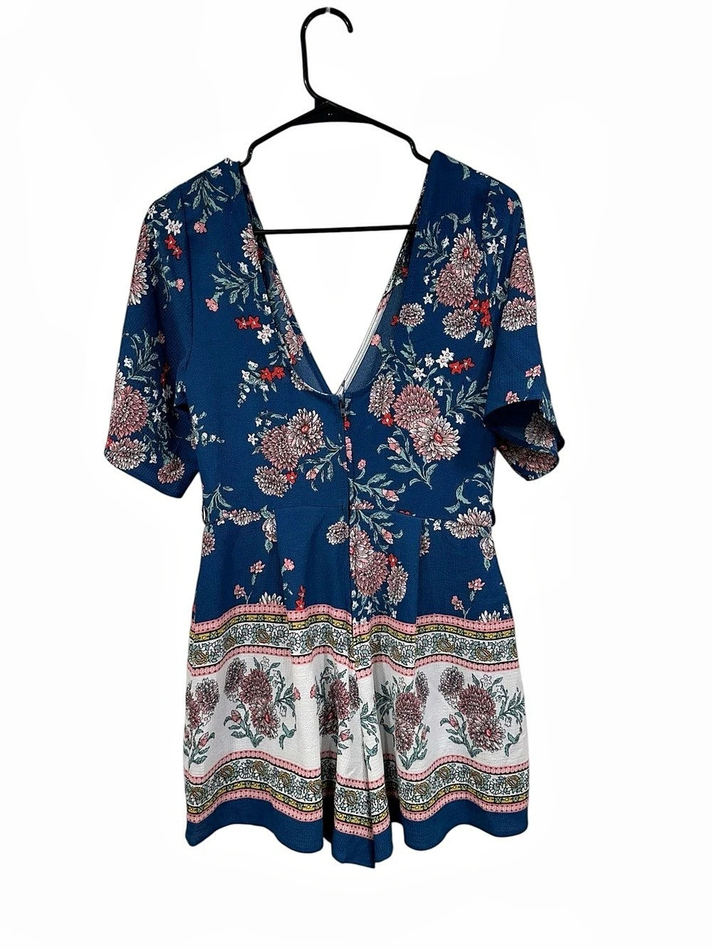 Cotton On Floral Wrap Mini Dress in Blue & Pink XXL Like New